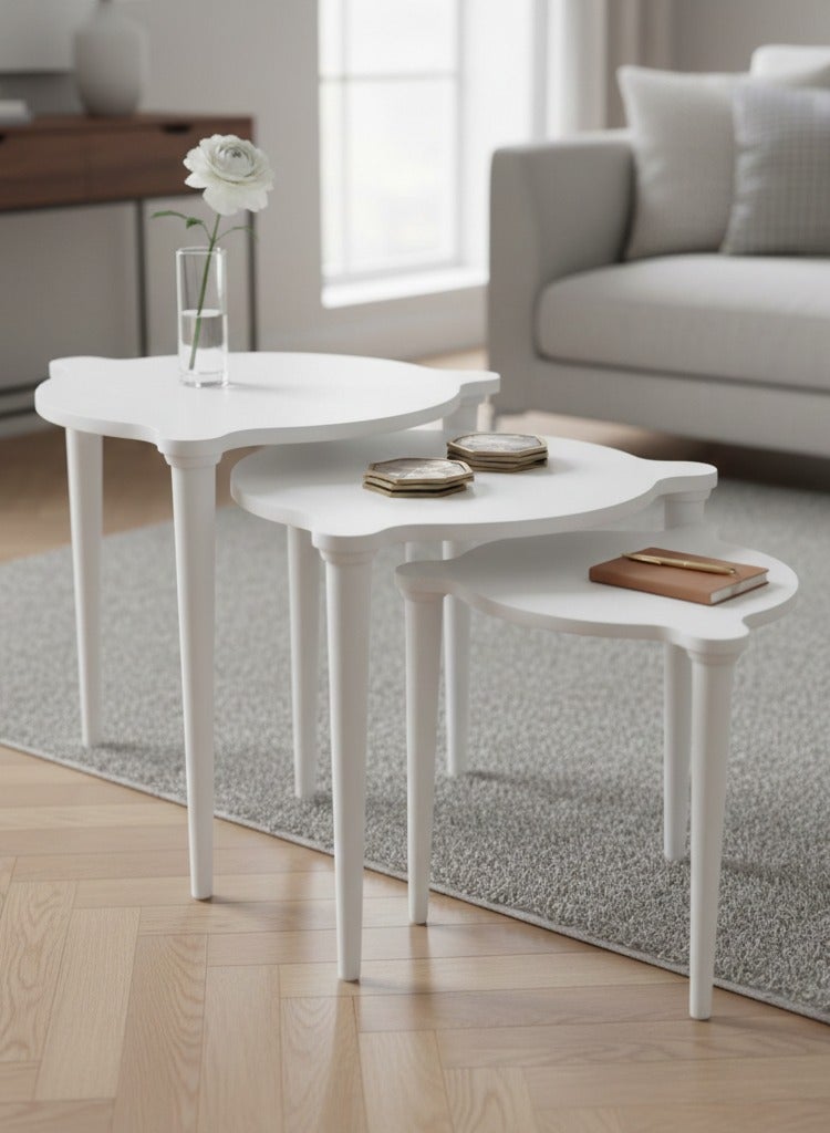 Concent Modern Nesting Service Table Set - 3 Pieces with a Streamlined Design and Bright White Color - Image 4